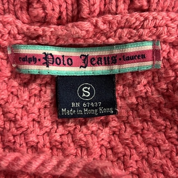 Ralph Lauren polo jeans pink cable knit vintage 90s cotton sweater small - Picture 6 of 8